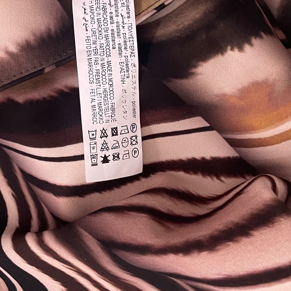 ZARA Printed Flare Pants Brown Green Stripes Blogger Favorite Chic Party X-Small - Picture 15 of 16